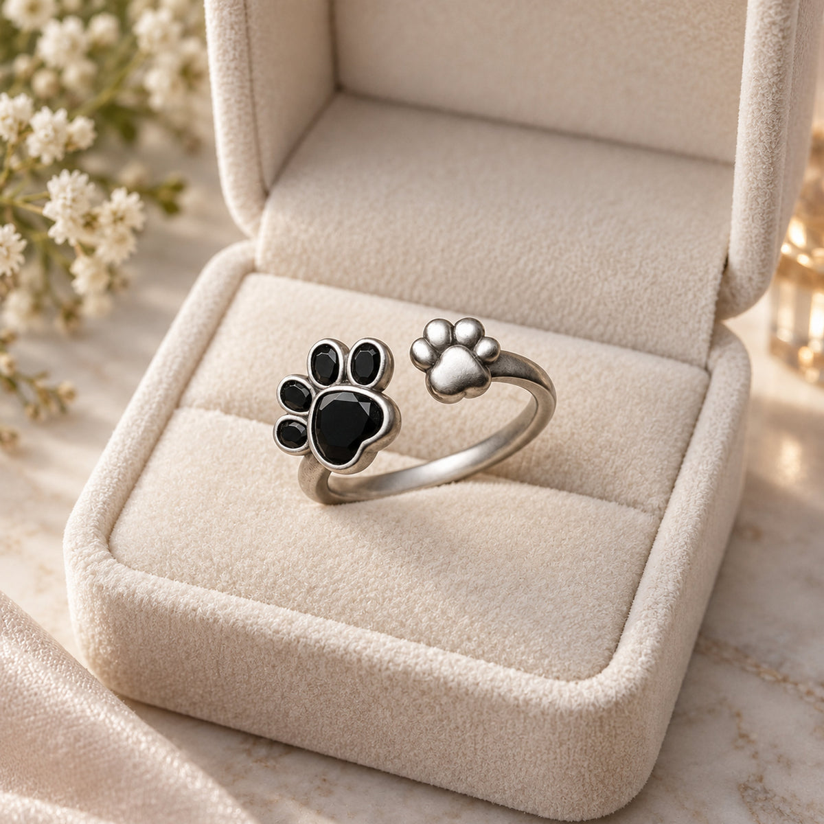 Adjustable Paw Print Ring