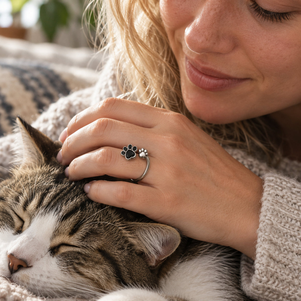 Adjustable Paw Print Ring, styled at home