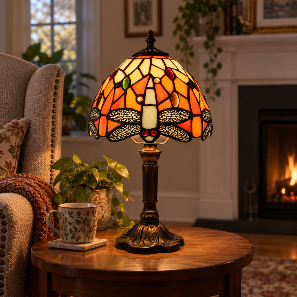 Amber Dragonfly Leadlight Table Lamp