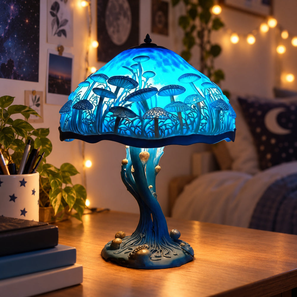 Blue Aura Mushroom Lamp