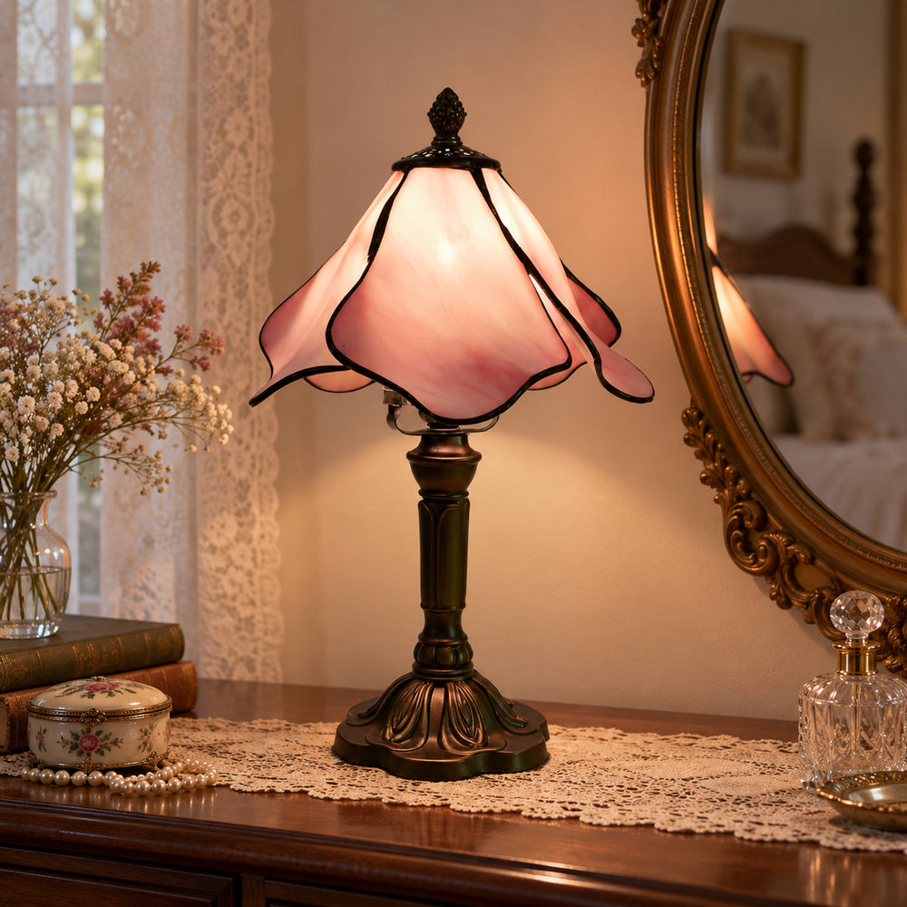Blush Petal Glass Table Lamp