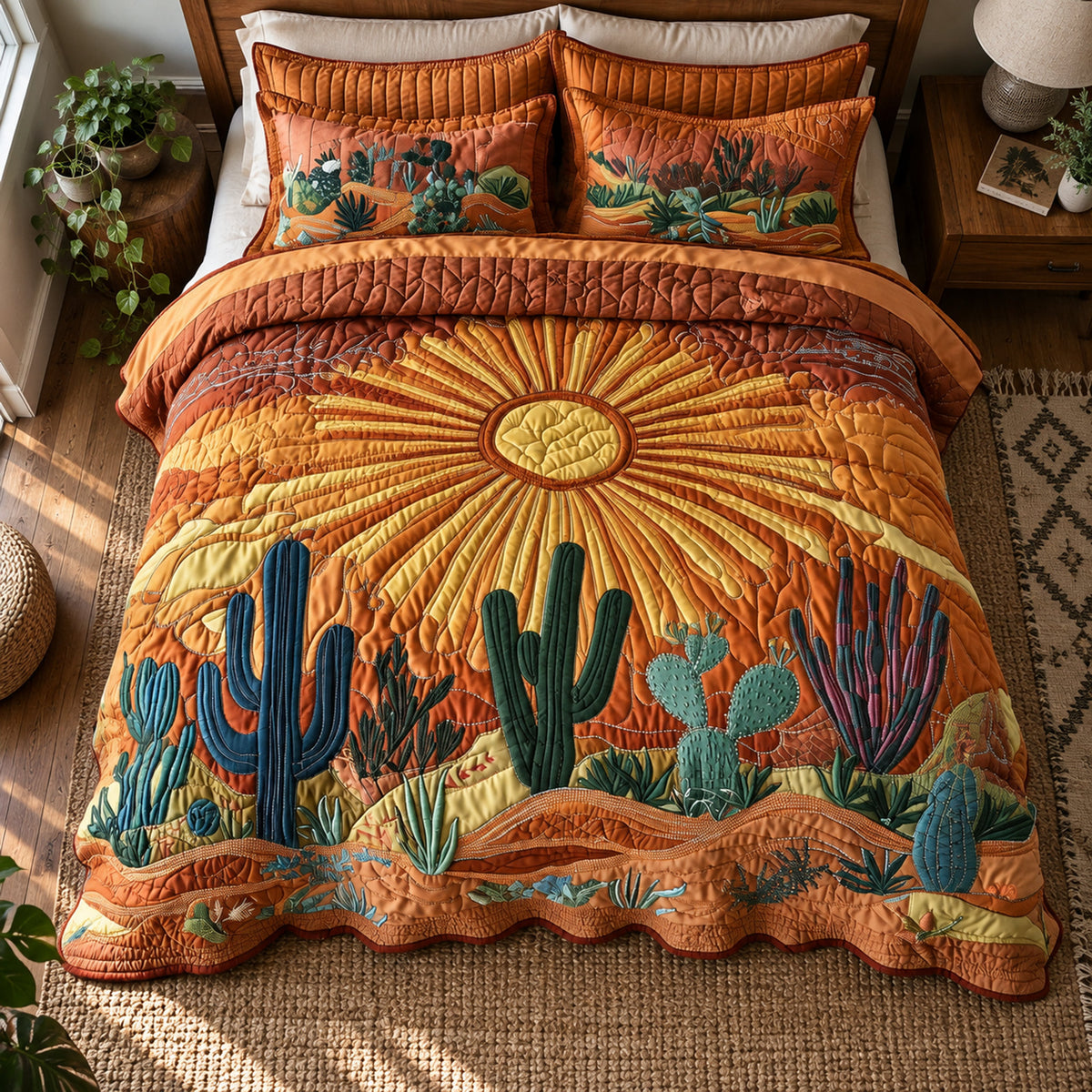 Desert Sunrise Quilted Coverlet Set, close-up