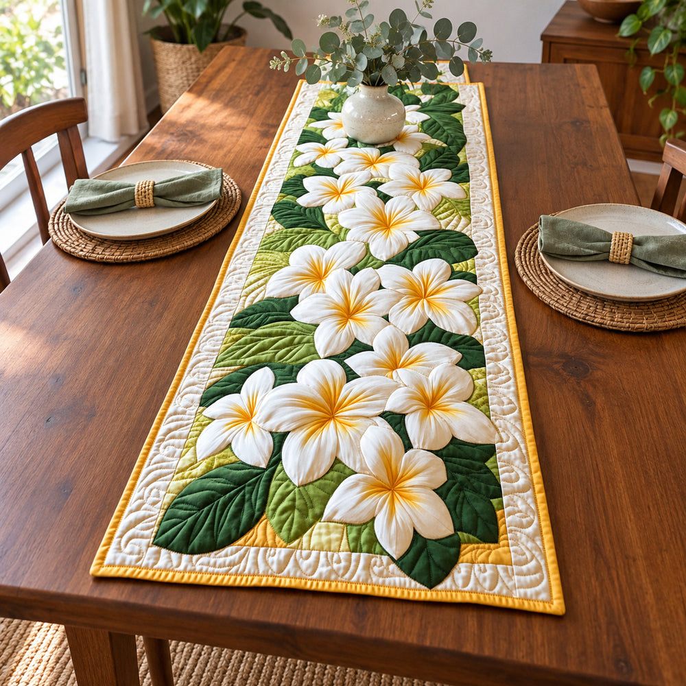 Frangipani Quilted Table Runner