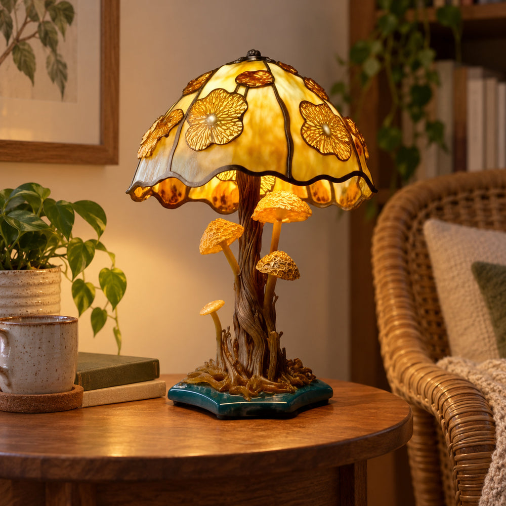 Golden Forest Mushroom Lamp