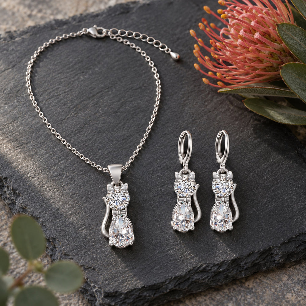 Happy Cats Necklace & Earring Set