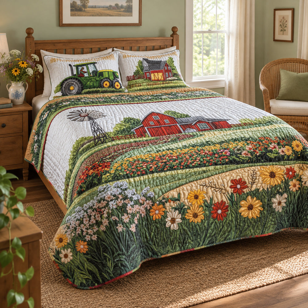 Happy Farm Quilted Coverlet Set