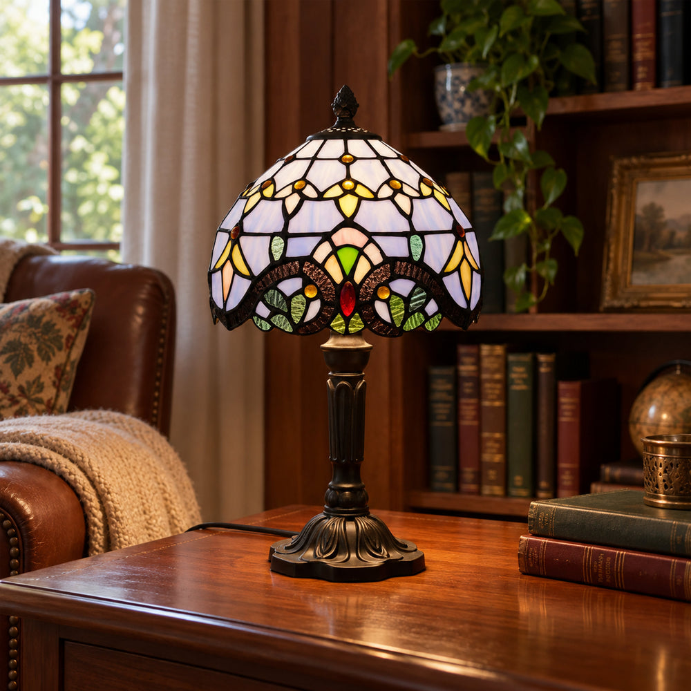 Lavender Baroque Leadlight Table Lamp