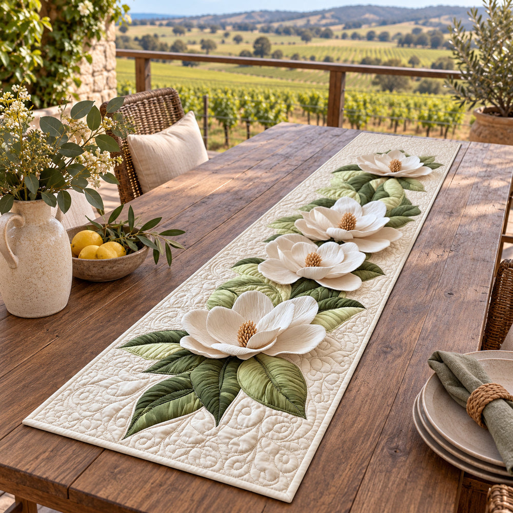 Magnolia Grace Quilted Table Runner