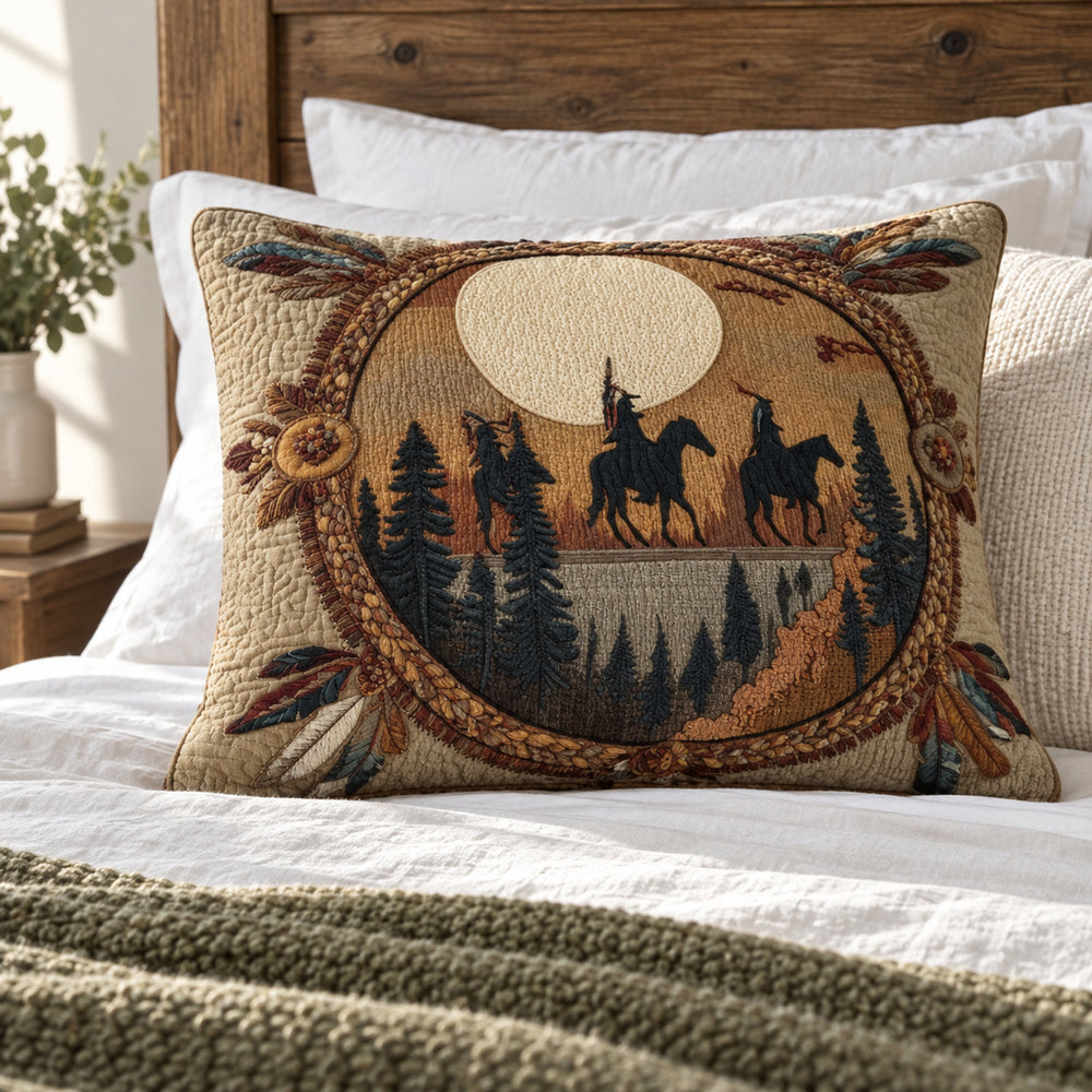 Moonlit Riders Quilted Cushion Cover