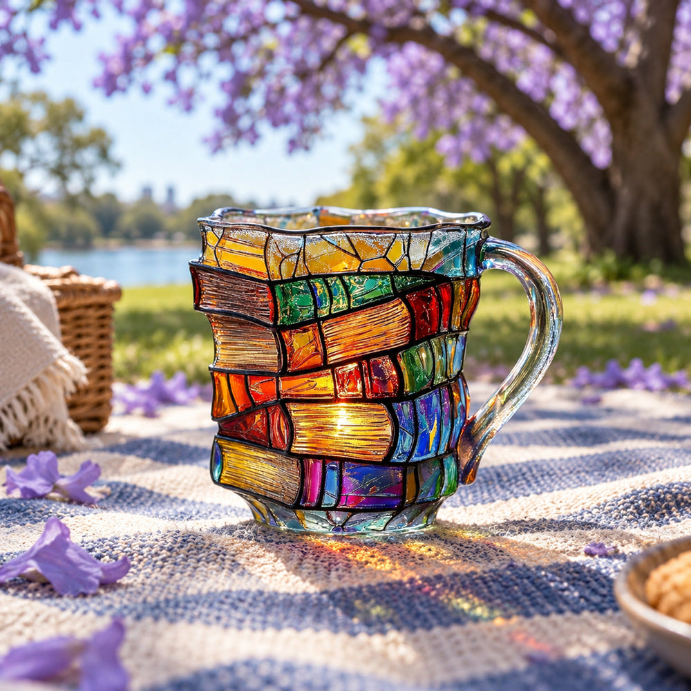 Mosaic Book Stack Glass Mug