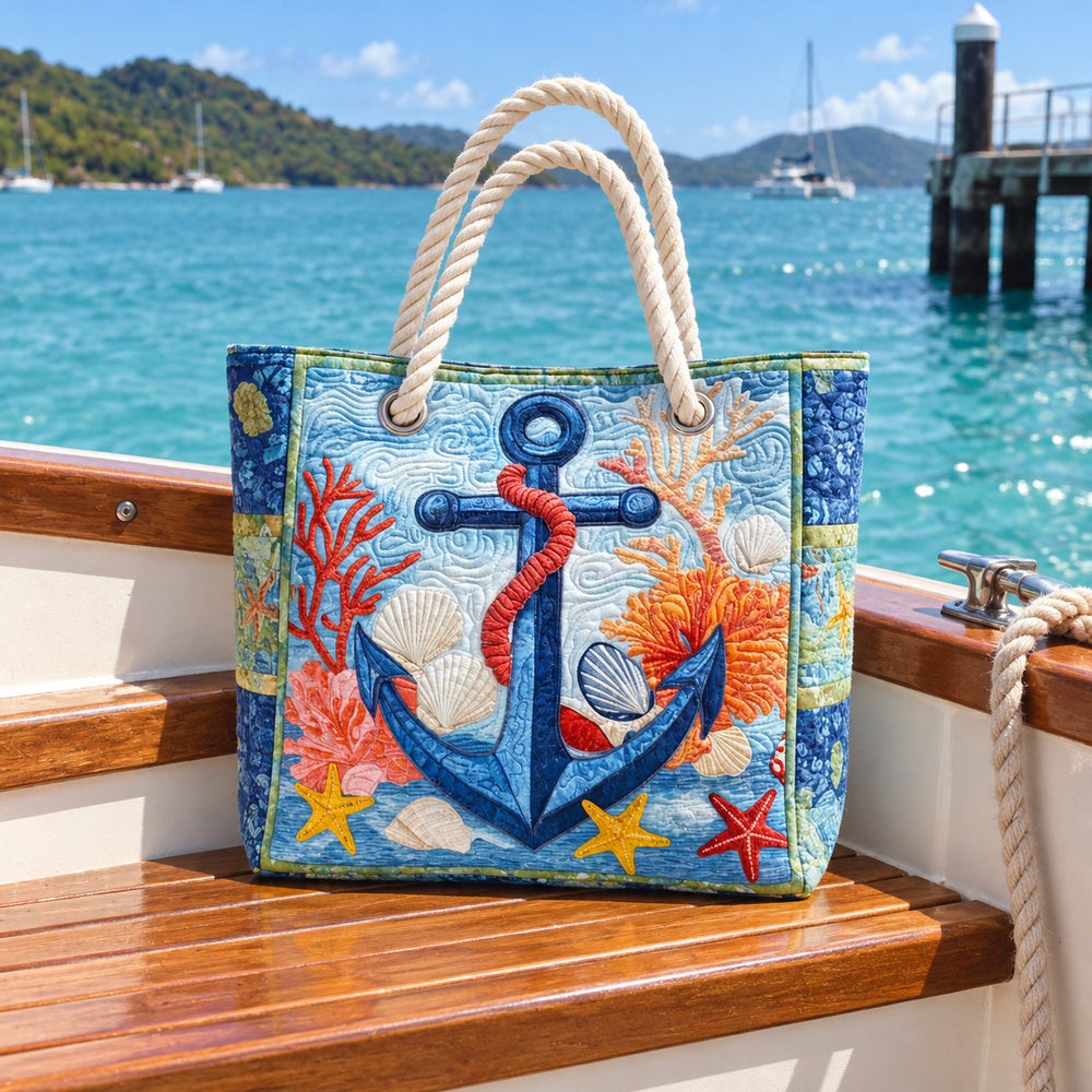 Nautical Anchor Quilted Beach Bag