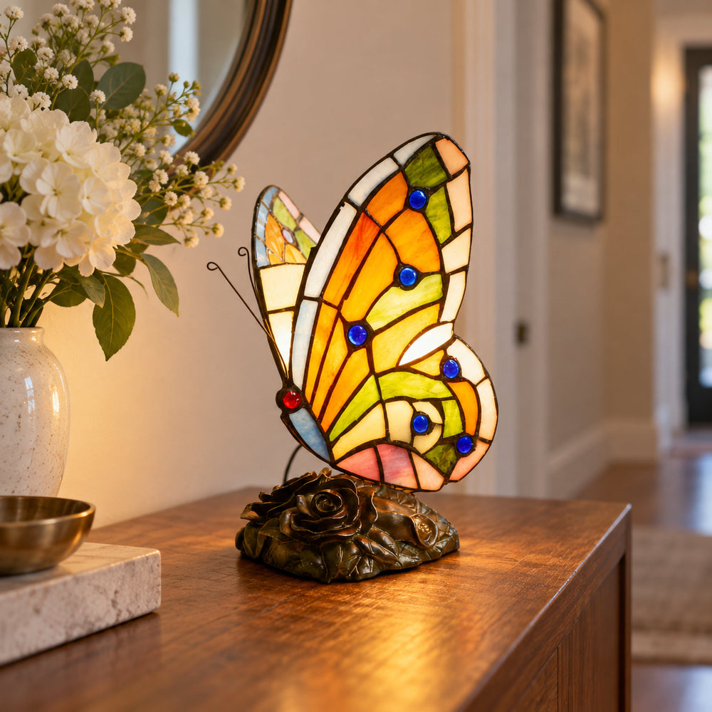 Peach Jewel Butterfly Lamp