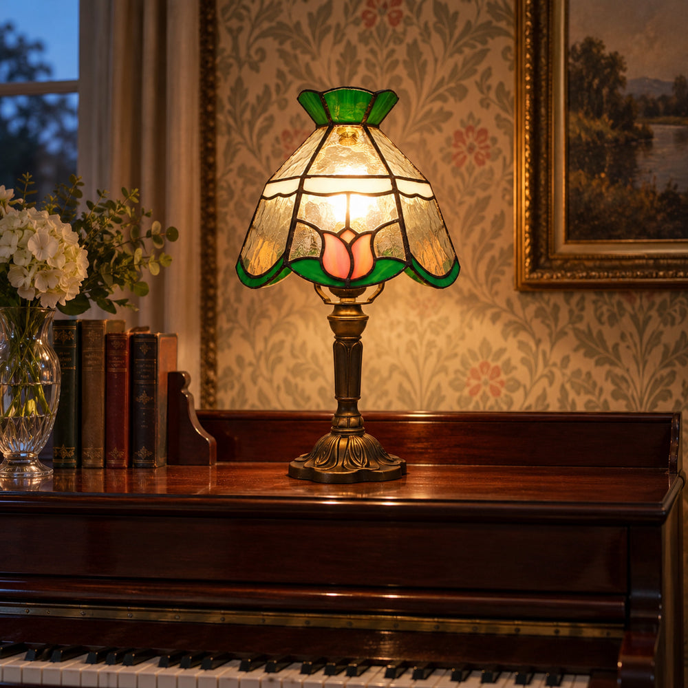 Pink Tulip Leadlight Table Lamp