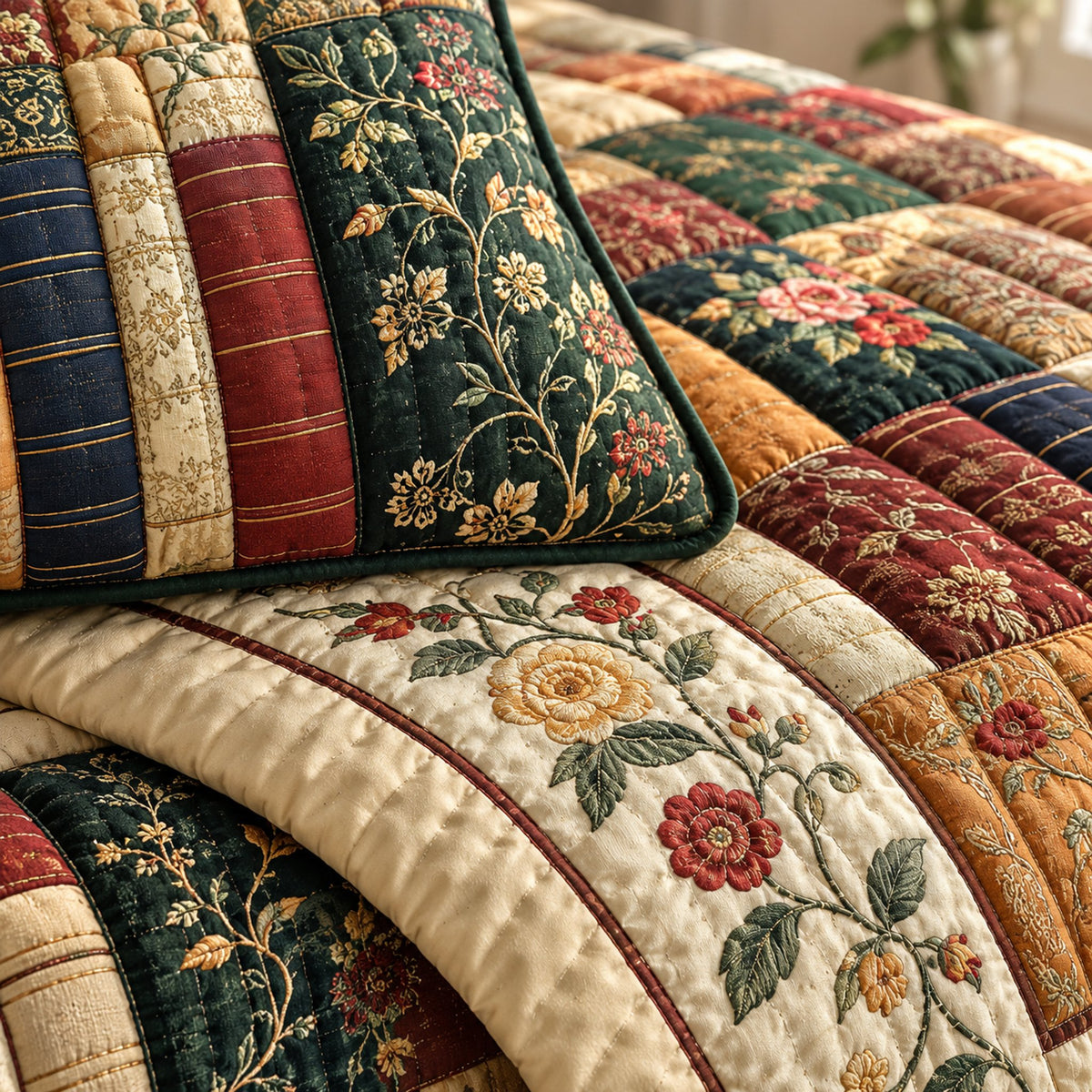 Reader's Retreat Quilted Coverlet Set, close-up