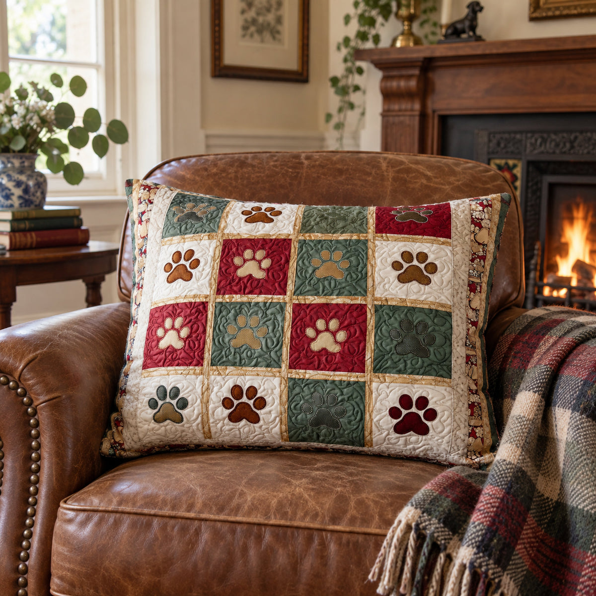 Scarlet Paws Quilted Cushion Cover
