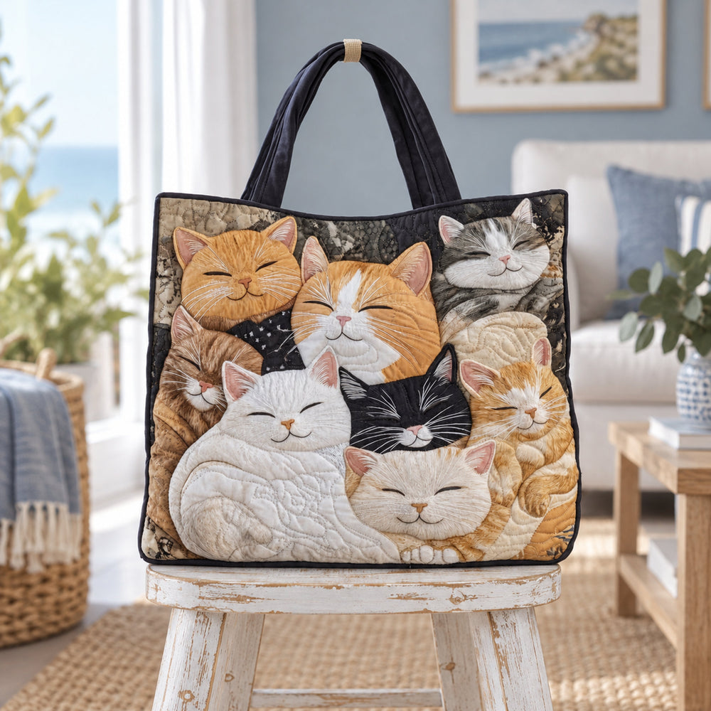 Sleepy Cats Quilted Tote