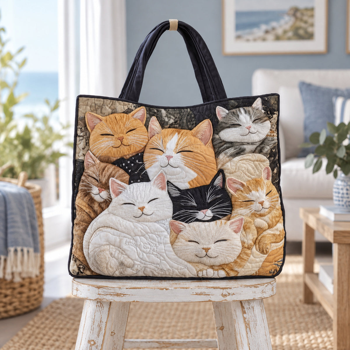 Sleepy Cats Quilted Tote