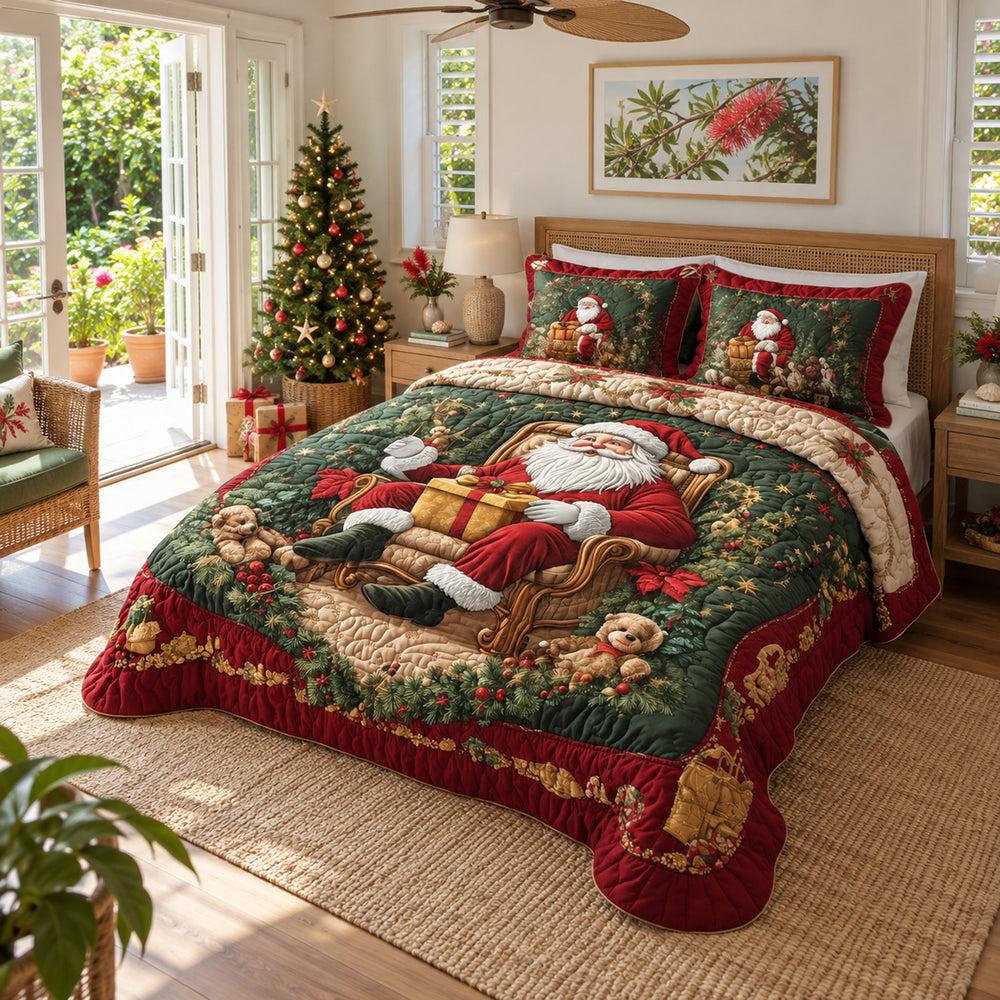 Sleepy Santa Quilted Coverlet Set