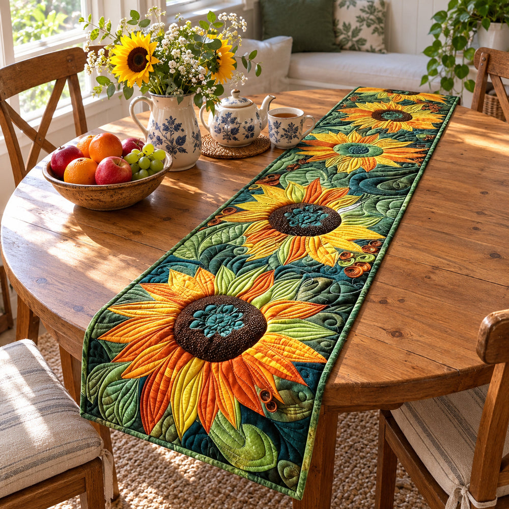 Sunflower Garden Quilted Table Runner