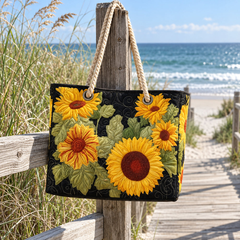 Sunflower Quilted Beach Bag